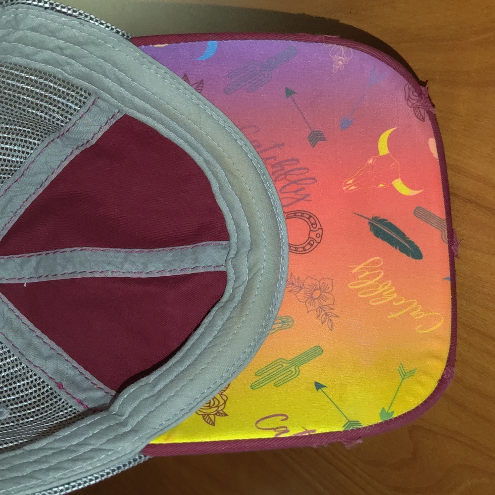 Catchfly Rodeo Embroidered Trucker Mesh Strap-on Distressed Hat Cap - Picture 10 of 11